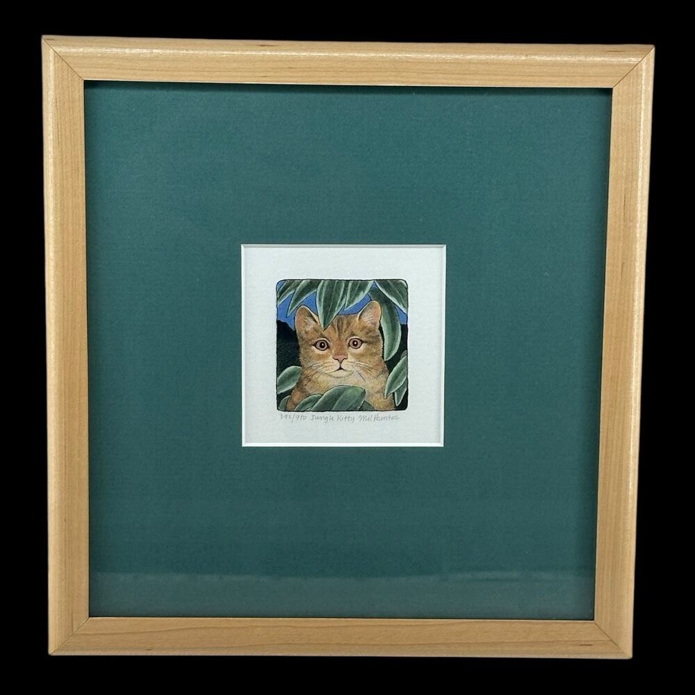 Mel Hunter Frame Print Signed Numbered JUNGLE KITTY Cat 392/950 9-1/2" x 9-1/8"